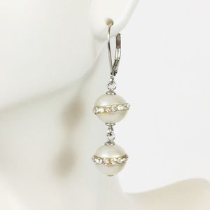 Pearl & Crystal Dangle Earrings 925